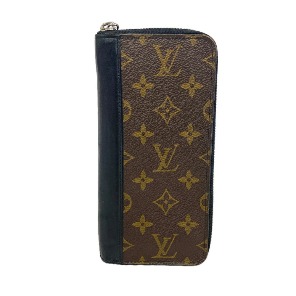 Louis Vuitton Monogram Macassar Zippy Wallet Vertical M60109 Brown Black Men'...
